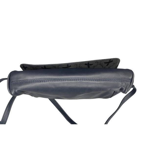 Paloma Picasso Made in Italy Navy Blue Leather Gold Hardware Crossbody Purse - Picture 3 of 16